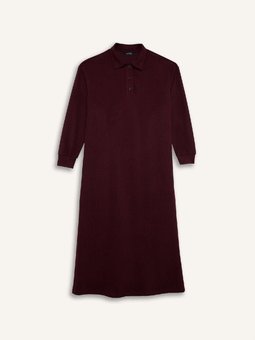 Regular Fit Düğmeli Yaka Basic Düz Uzun Kollu Selanik Kumaş Triko Gömlek Elbise B7260ax24wn