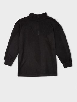 Regular Fit Fermuarlı Dik Yaka Selanik Kumaş Basic Düz Sweatshirt Tunik B4306ax24wn