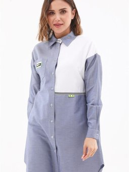 Cepli Garni Detaylı Lacivert Gömlek