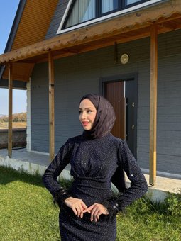 Lacivert Tuba Abiye Elbise