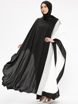 İnci Detaylı Ferace Siyah Ekru