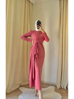 Nalan Eteği Fırfırlı Tesettür Elbise