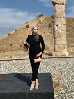 Orkide Abiye Elbise Siyah