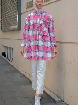 Tek Cepli Oduncu Gömlek Pembe Hm2271