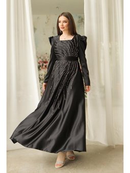 Ceylam Saten Abiye Elbise Siyah