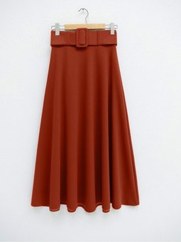 Kalın Kemerli Bol Kiloş İthal Krep Etek