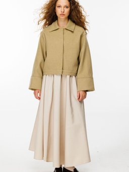 Andera Manşet Kol Olive Kaşe Ceket