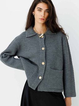 Gömlek Yaka Düğmeli Antrasit Hırka