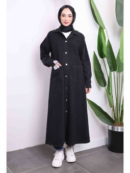 Antrasit Cepli Düğmeli Kot Kap