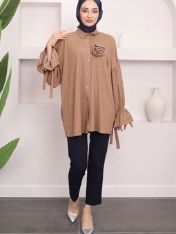 Vizon Kol Detaylı Bronşlu Gömlek