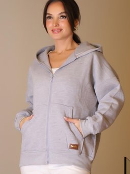 Gri Kanguru Cepli Sweatshirt