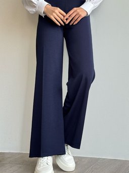 Bol Paça Beli Lastikli Pantolon Lacivert