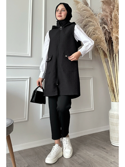 Cepli Kapitone Siyah Yelek