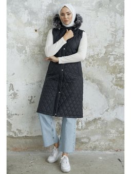 Volie Kapitone Cepli Siyah Yelek