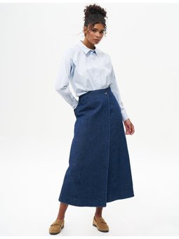 Fermuar Detaylı Denim Etek Lacivert