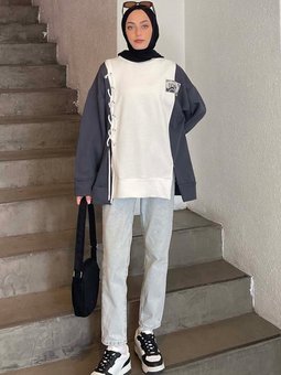 Bağcık Detaylı Tasarım Sweatshirt