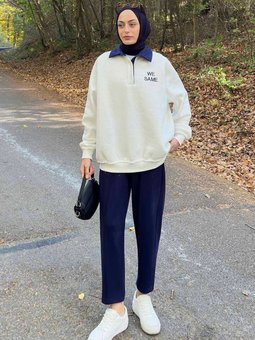 Gömlek Yaka We Same Baskılı Üç İplik Sweatshirt