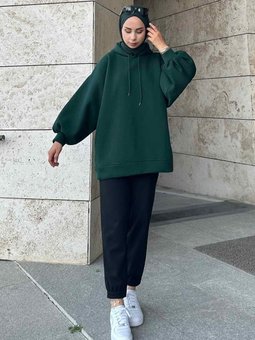 Üç İplik Balon Kol Sweatshirt