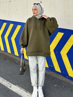 Üç İplik Balon Kol Sweatshirt