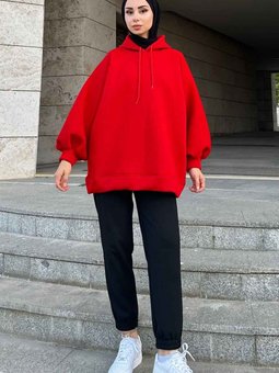 Üç İplik Balon Kol Sweatshirt