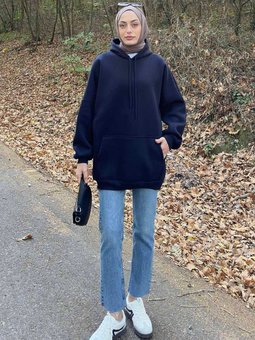 Üç İplik Kanguru Cep Sweatshirt