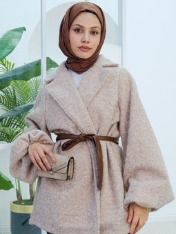 Balon Kol Kumaş Ceket Bej