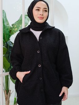 Düğme Detaylı Buklet Ceket Siyah