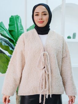 Önü Bağlamalı Detaylı Buket Ceket Vizon