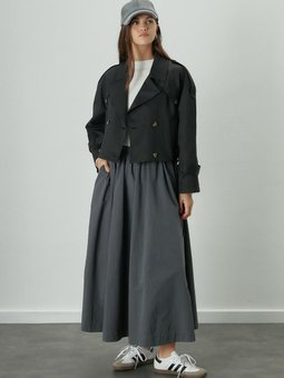 Katy Gabardin Büzgülü Etek Lacivert