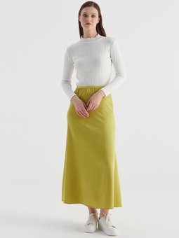 Beli Lastikli Saten Etek Yağ Yeşili