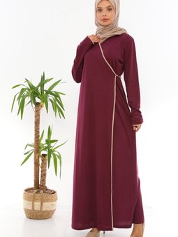 Yandan Bağlamalı Namaz Elbisesi Mürdüm