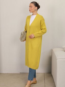 Yağ Yeşili Düğmeli Hırka 70 24228