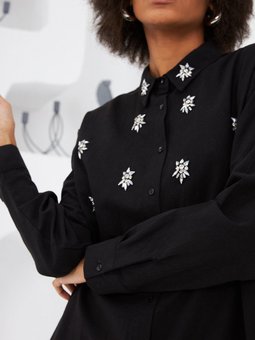 Gömlek Önü Ve Yakacu Elişlemeli Taş Ovursize Kalıp