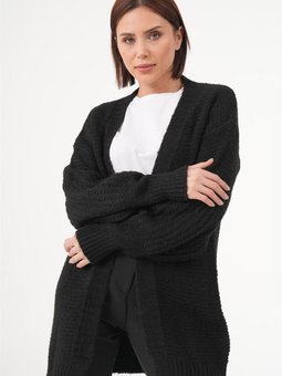 Balon Kol Siyah Örme Hırka