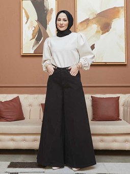 1162 Gabardin Pantolon Etek Siyah