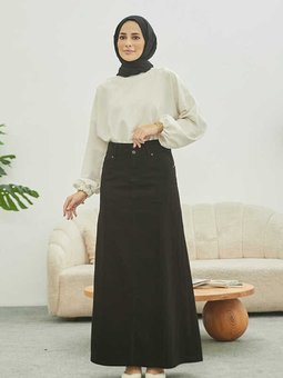 2254 Klasik Gabardin Etek Siyah