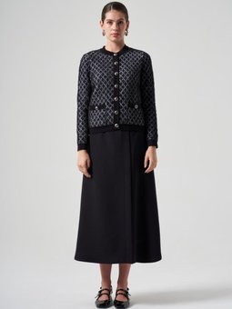 Çift Renk Angora Siyah Ekru Hırka