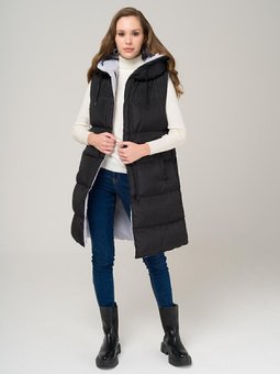 Kapüşonlu Çift Taraflı Şişme Yelek Siyah Gri 8191