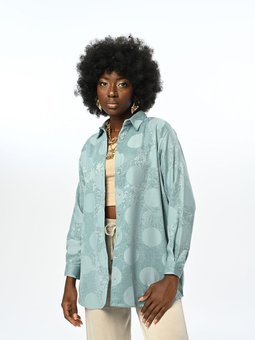 Puantiye Desenli Oversıze Gömlek