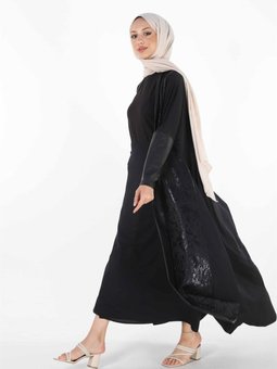 1159_büyük Beden Deri Garnili Ferace