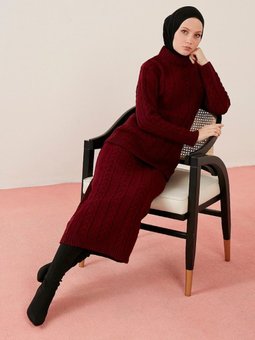 Triko İkili Takım Bordo