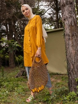 Yandan Cepli Rabonlu Düğmeli Tunik