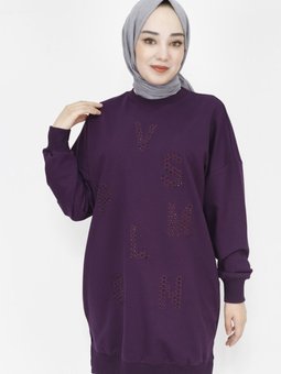 2 İp Kumaş Taş Baskılı Sweatshirt