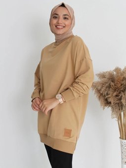 İki İplik Düz Renk Ribanalı Sweatshirt 30644