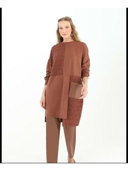 Sweat Deri Cep Detaylı 25k10555 Kahve 1