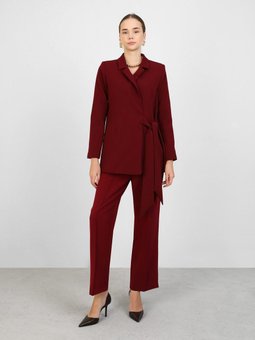 Bağlama Detaylı Ceket Bordo