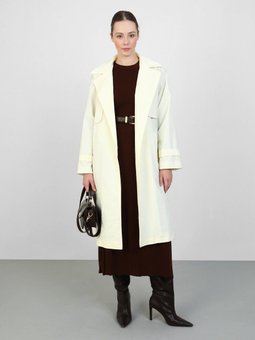 Kemer Detaylı Trençkot Taş Rengi