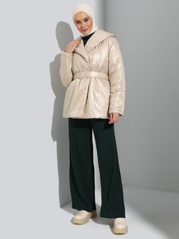 Kemerli Ceket Formlu Mont Bej