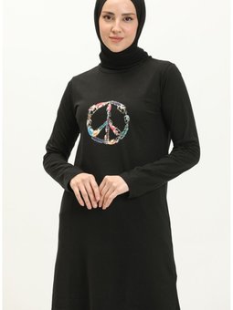 Baskılı Tunik 6020 01 Siyah