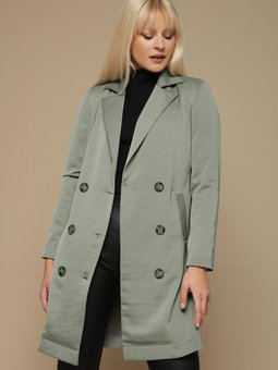 Haki Düğmeli Kuşaklı Ceket